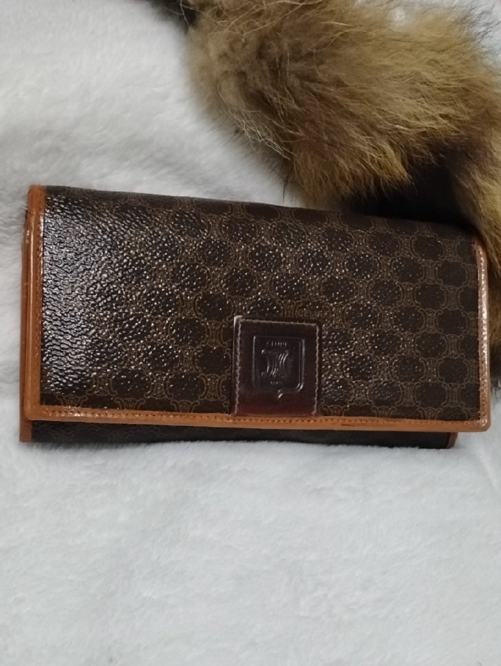 CELINE Macadam Continental Luxury Wallet! Lovely Brown & Tan Vintage Leather!